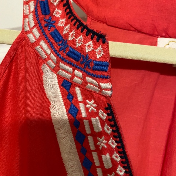 Mud Pie Women's Sleeveless Sundress Dress Sz.L Hot Pink with Blue and Cream Trim - Picture 8 of 16